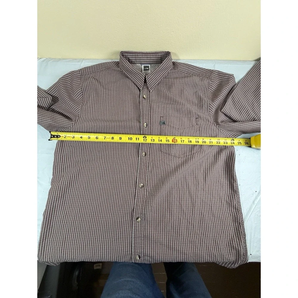 The North‎ Face Men's Long Sleeve Plaid Burgundy Shirt Size XL
